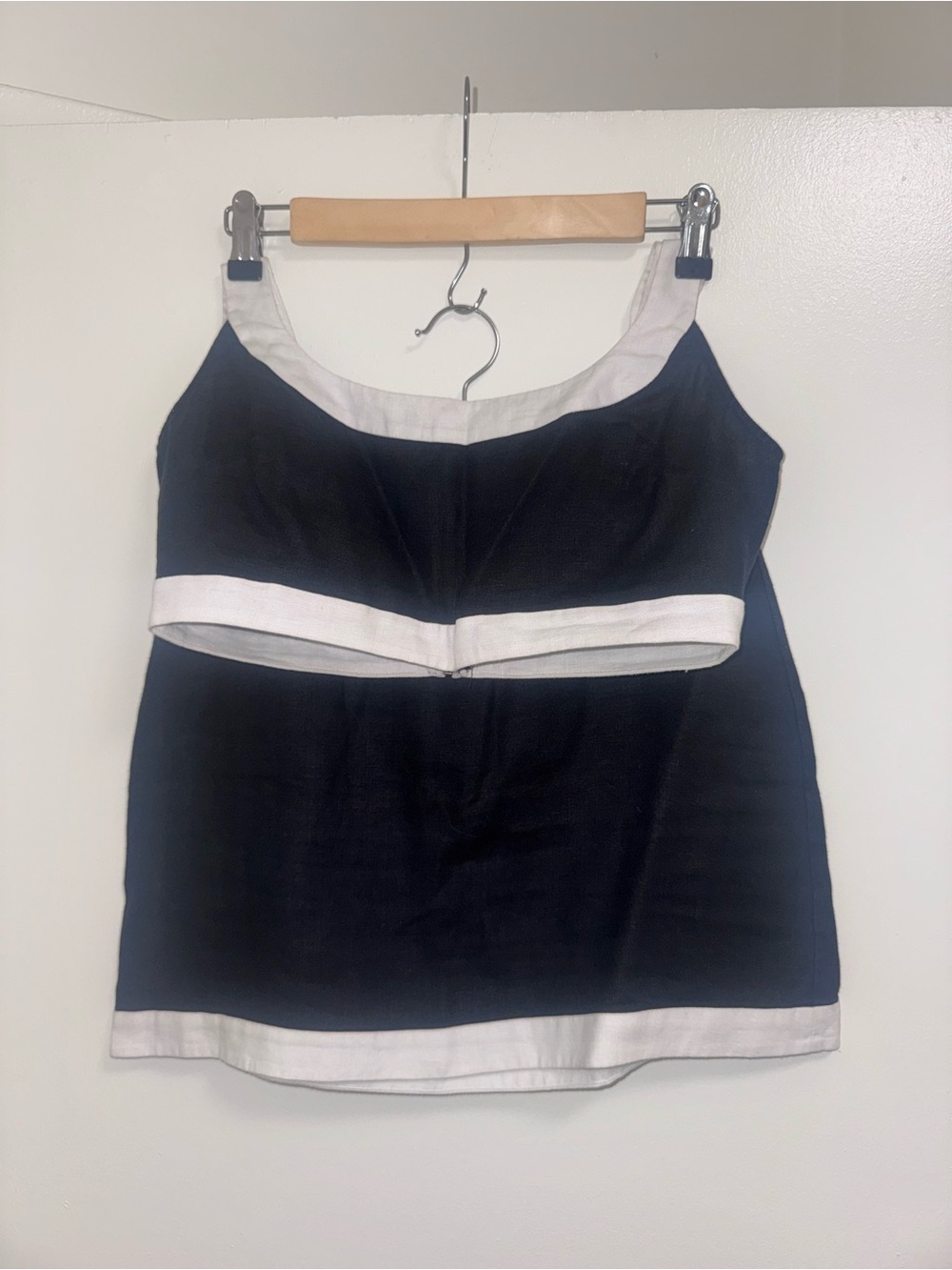 Reformation Robbie Linen Two Piece Black and White Crop Top and Skirt
